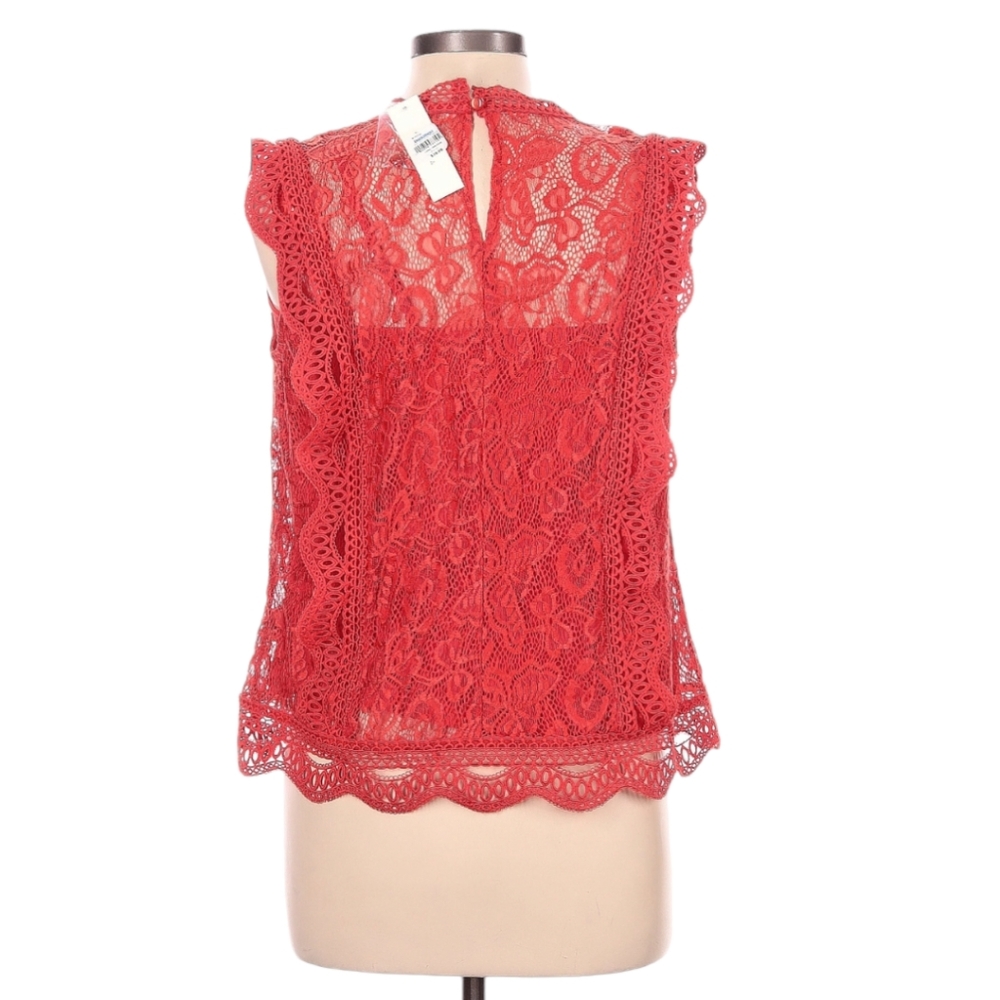 Adiva Women's Red Lace Blouse Sleeveless, Size L - Picture 2 of 3